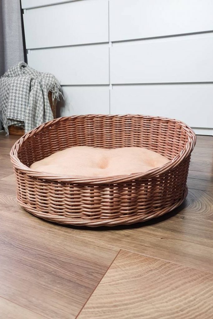 Wicker Pet Bed with Mat via Paper Twig Boutique (Etsy)