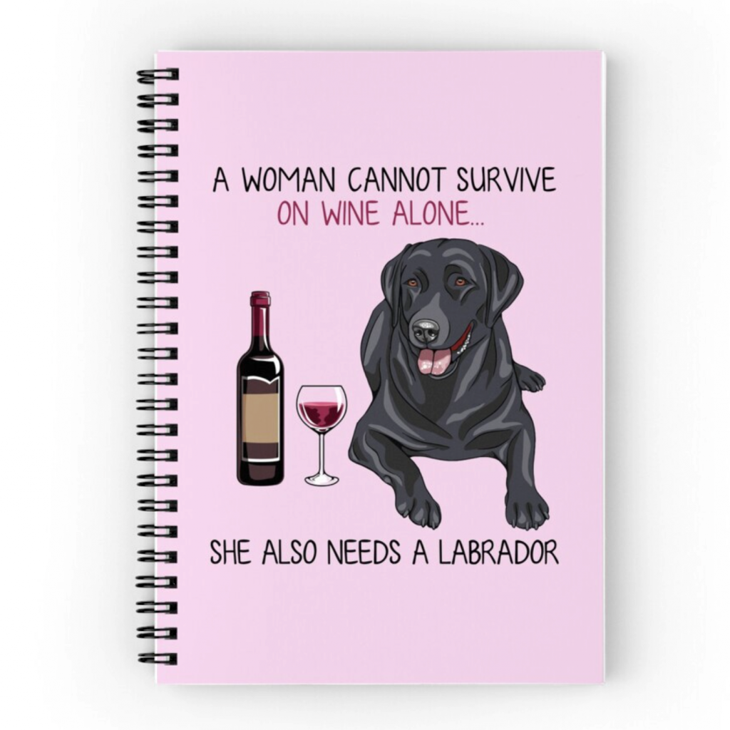 Funny Black Lab Spiral Notebook via Redbubble, Labrador Themed GIfts
