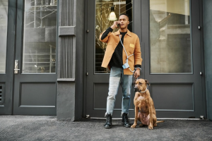 Meet Magic Link – One of The Best Modern Hands-Free Dog Leashes Around - Feat. Magic Link hands-free dog leash in Light Blue (Image via Fable Pets)